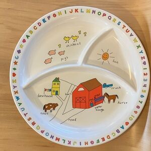 Anacapa Melamine Ware Colorful Alphabet and Numbers Divided Farm Plate